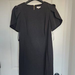 Calvin Klein Round Neck Tulip Short Sleeve Sheath Dress (Black)